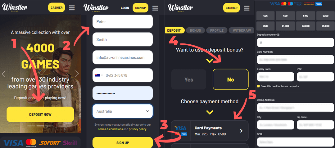 How signup is done at winstler casino
